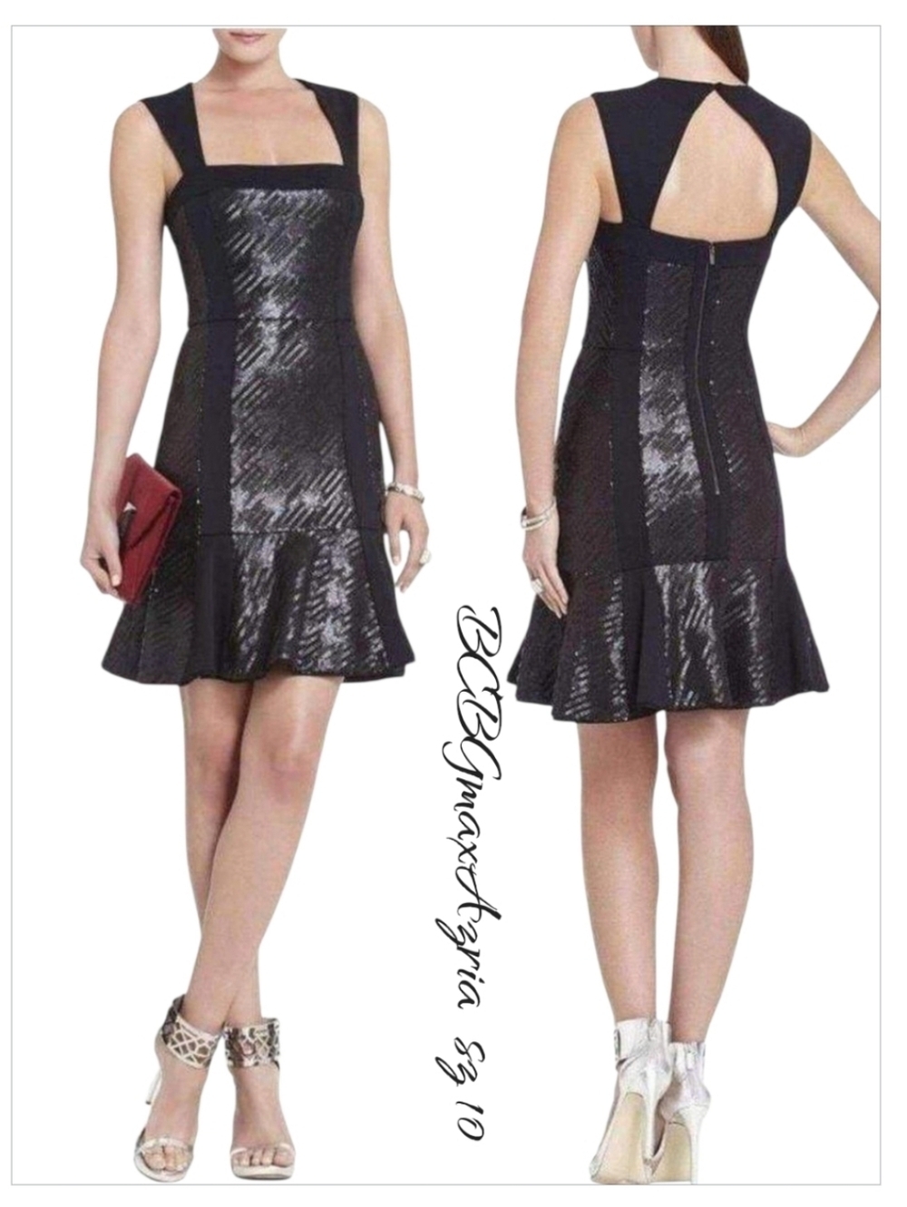 BCBGMaxAzria Cocktail Sequins Mini Dress sz 10